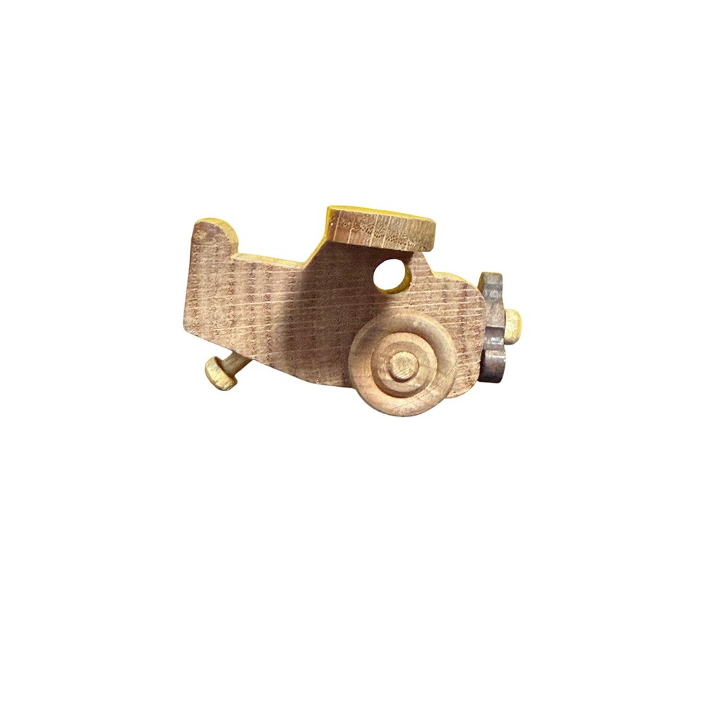 Handcrafted Miniature Wooden Biplane Toy Natural Wood Grain Propeller Plane
